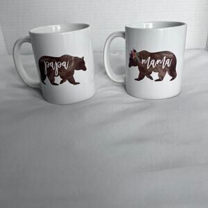 ✨Mama & Papa Bear Coffee Mug Set – Cute Matching Couple Gift White Ceramic Mugs